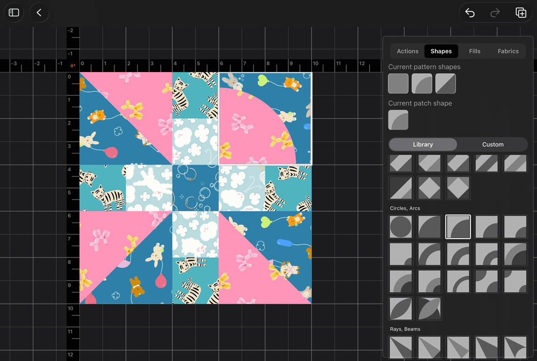 Block editor with propeller block pattern
