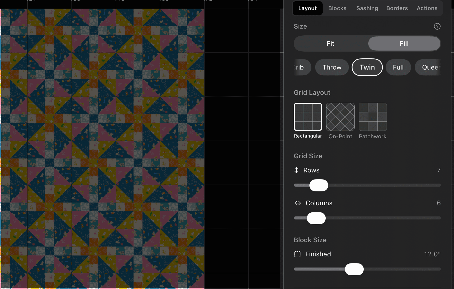 Quilt layout options